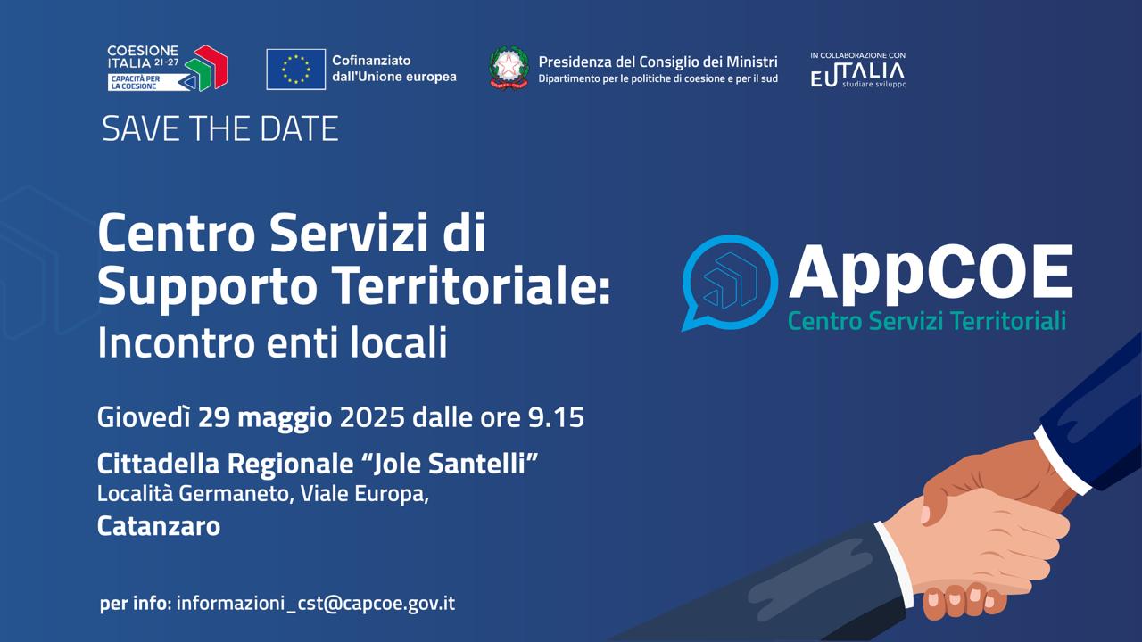 Nuovi strumenti a supporto degli enti locali: il 29 maggio la presentazione del Centro Servizi di Supporto Territoriale e della piattaforma AppCOE