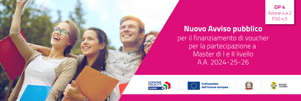 Avviso pubblico  per il finanziamento di voucher per la partecipazione a Master di I e II livello A.A. 2024-25-26