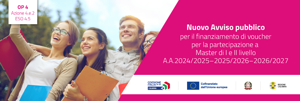 NUOVO AVVISO PUBBLICO per il finanziamento di voucher per la partecipazione a Master di I e II livello A.A.2024/2025–2025/2026–2026/2027