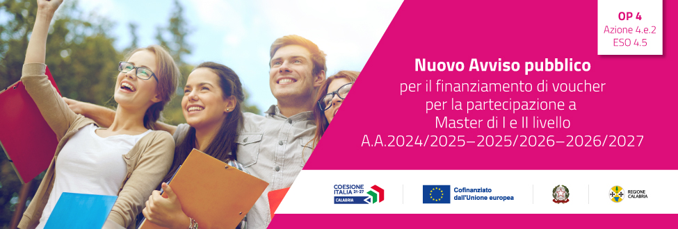 NUOVO AVVISO PUBBLICO per il finanziamento di voucher per la partecipazione a Master di I e II livello A.A.2024/2025–2025/2026–2026/2027