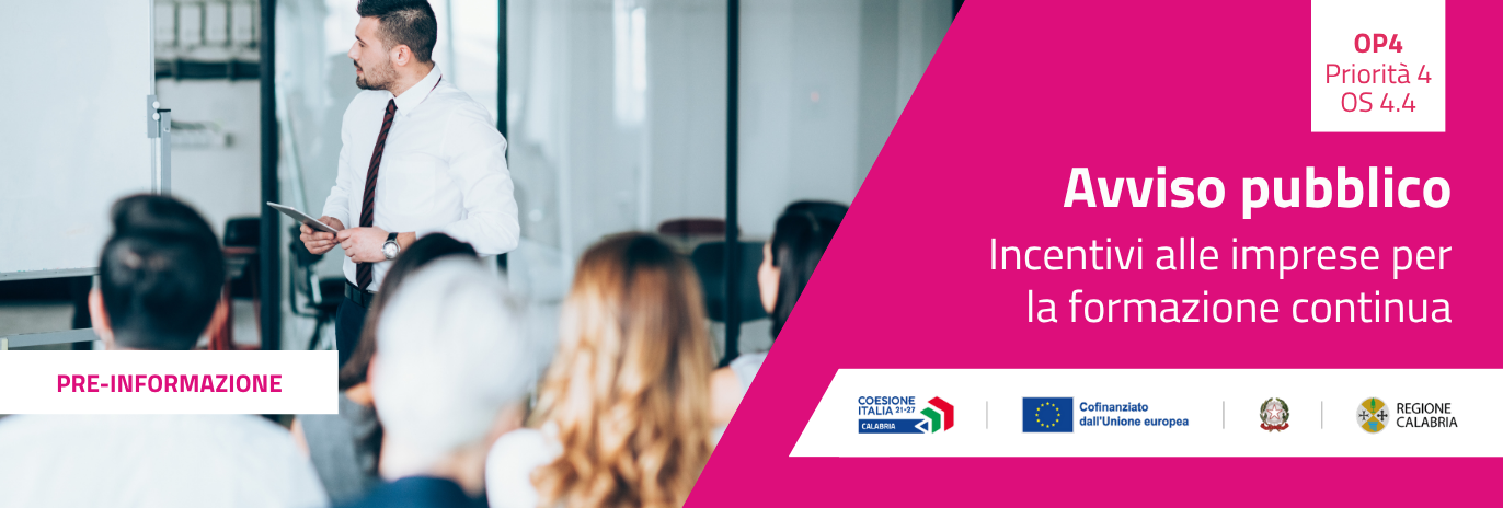 Incentivi alle imprese per la formazione continua: avviso in pre-informazione